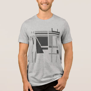 Camiseta Cinza Média de Carvão Estilo MCM Estilo Geométrico
