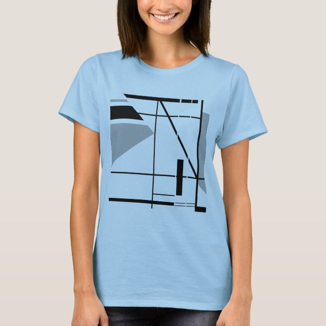 Camiseta Cinza Média Preta Geométrica Contemporânea MCM (Frente)