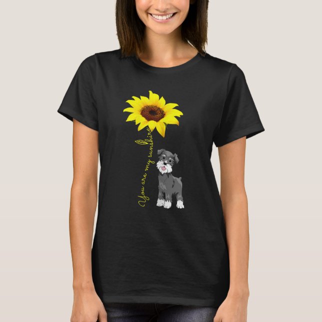 Camiseta Cinza Mini Schnauzer Mamãe Oferece Meu Sunshine-Su (Frente)