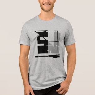 Camiseta Cinza Negra, Abstrato Geométrico