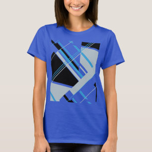 Camiseta Cinza Negra Azul Moderna Arte Medley de Formas Des