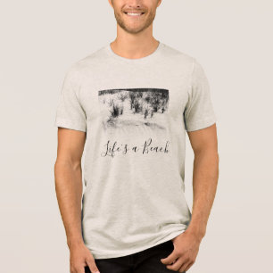 Camiseta cinza Negra "Life's Beach" Foto motivacional