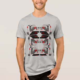 Camiseta Cinza Negra Vermelha Simétrica inspirada na Arte S