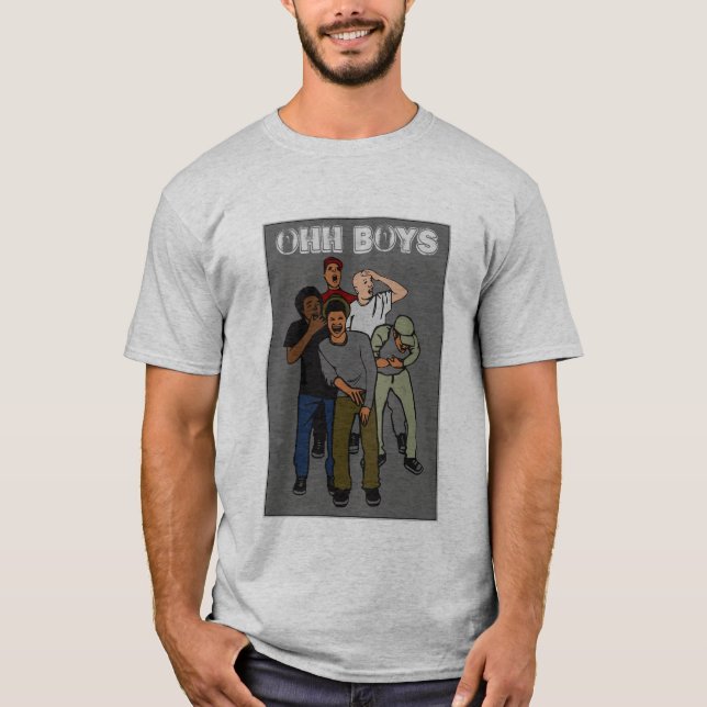 Camiseta cinza OHH BOYS a cores (Frente)