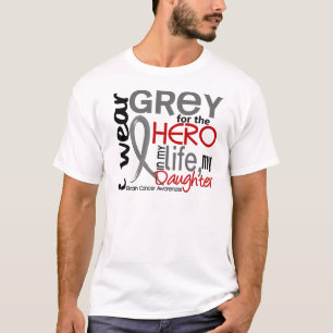 Camiseta Cinza para meu cancro cerebral da filha do herói
