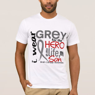 Camiseta Cinza para meu cancro cerebral do filho do herói 2