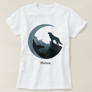 Camiseta Cinza personalizada de mulheres/ovelha azul na lua