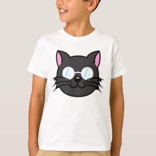 Camiseta Cinza Preta de Gato Negro  Óculos para Vestir Gato