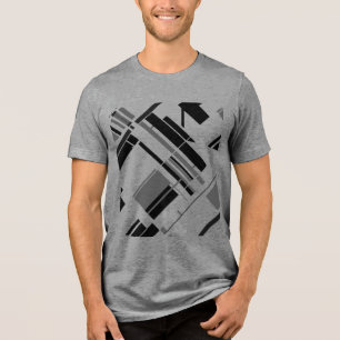 Camiseta Cinza Preto Formas Diagonais Linhas MCM Procura Ab