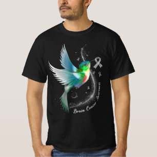 Camiseta Cinza Ribbon Hummingbird Cancer de consciência Mon