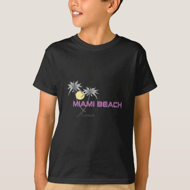 Camiseta Cinza Rosa de Miami Beach (Frente)