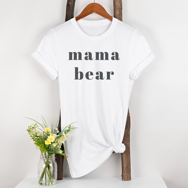 Camiseta Cinza Rosa Tipografia Garota Maternidade Mama Bear (Criador carregado)