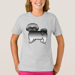 Camiseta Cinza Shih Tzu Cute Cartoon Dog Ilustração