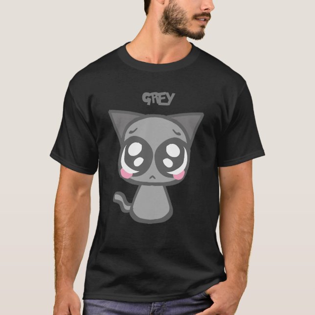 Camiseta Cinza Sprunki - Design de Caracteres Cuta e Engraç (Frente)