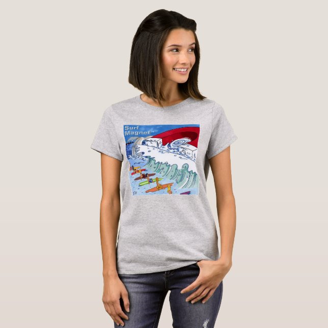 Camiseta cinza Surf Magnet feminino (Frente Completa)