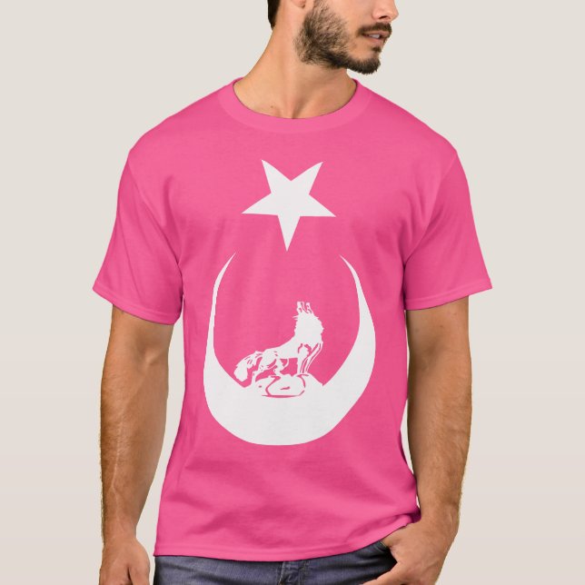 Camiseta Cinza Turca Bozkurt Wolf Flag (Frente)