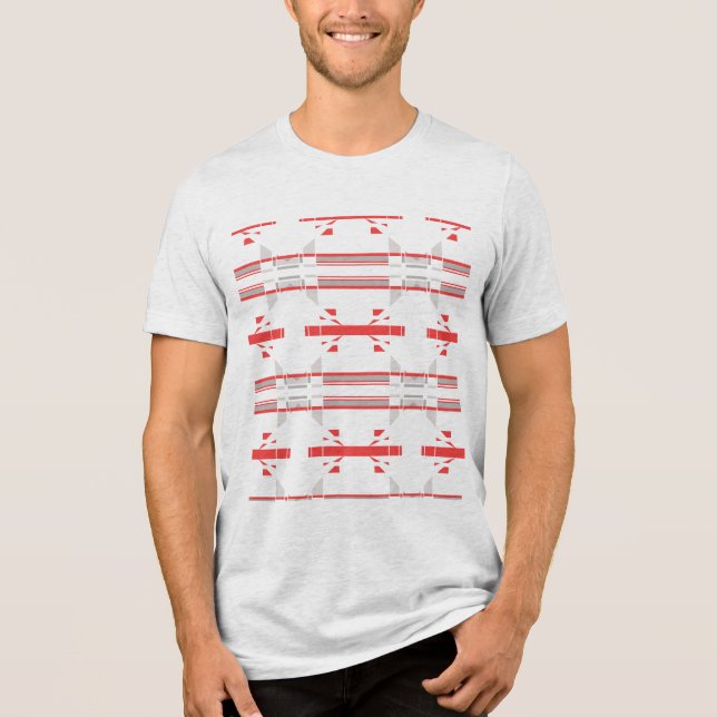 Camiseta Cinza Vermelha Linhas Horizontais Sudoeste, Abstra (Frente)