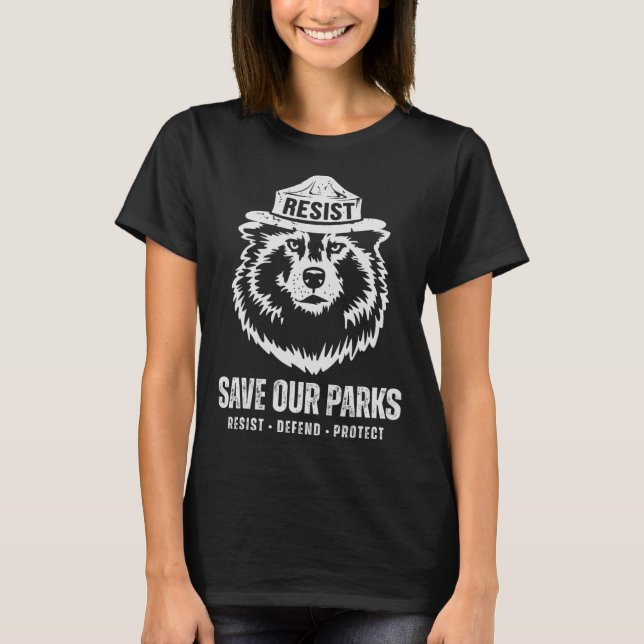 Camiseta Cinza Wolf Bear Resiste Protege Mulheres do Parque (Frente)