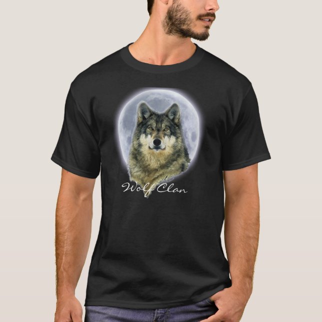 Camiseta Cinza Wolf & Full Moon WOLF CLAN Willife Art (Frente)