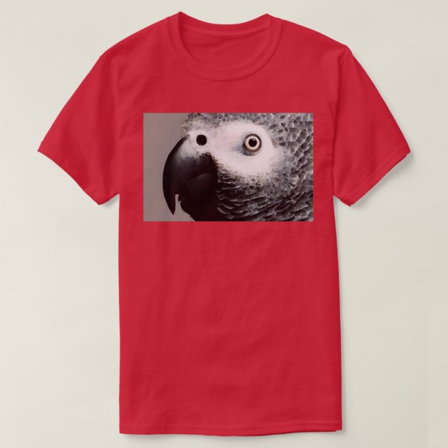 Camiseta Cinzas Africanas de Papagaio Suave (Frente do Design)