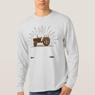 Camiseta Cinzas de camionetas e folhas longas pretas