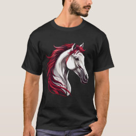 Camiseta Cinzas de cavalos fortes e poderosas, pretas e bra