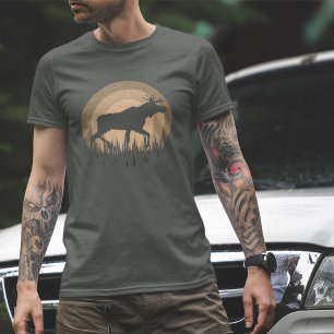 Camiseta Cinzas De Pêssego Da Silhueta De Moso Ultramarino