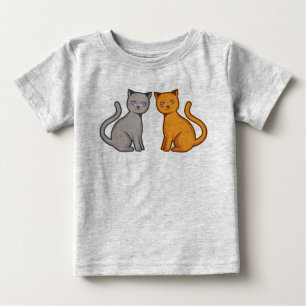 Camiseta Cinzas e gatos laranja