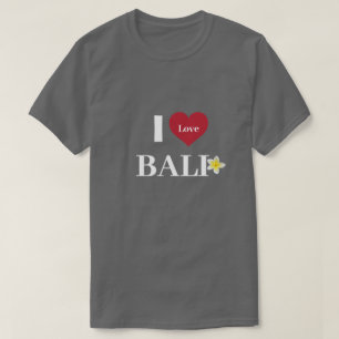 Camiseta Cinzas Escuras "I Heart Bali" Frangipani Unisex