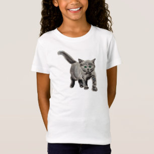 Camiseta Cinzas Gatinhos Crianças Gatinhas Gatinhas Enxert