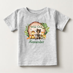 Camiseta Cinzas Selvagens de Animais da Floresta Rústica p