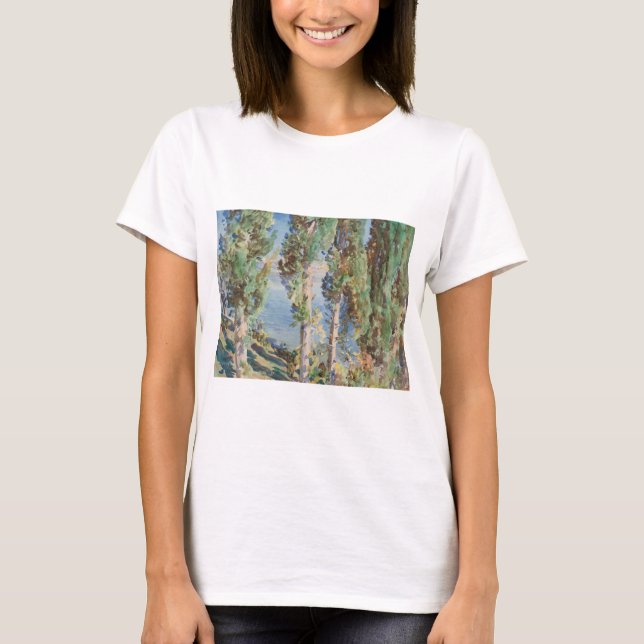 Camiseta Ciprestes de Corfu por John Singer Sargent (Frente)
