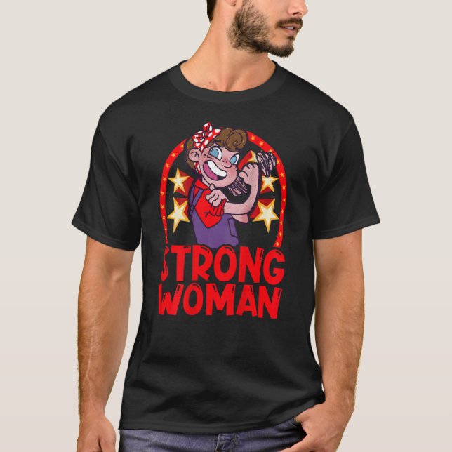 Camiseta Circo e Palhaço Forte de Impressão Digital da Mulh (Frente)