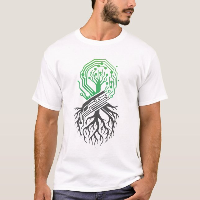 Camiseta Circuit Tree Roots Tech Nature Geek (Frente)