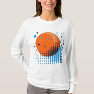 Camiseta Círculo cor-de-laranja-escuro e esmaecendo cinza a