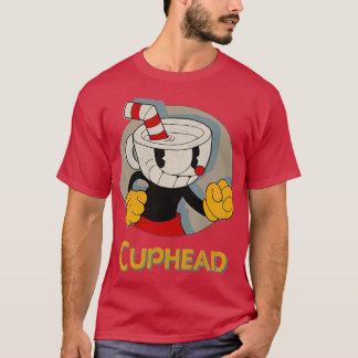 Camiseta Círculo Cuphead Sombra Perfil Vintage família