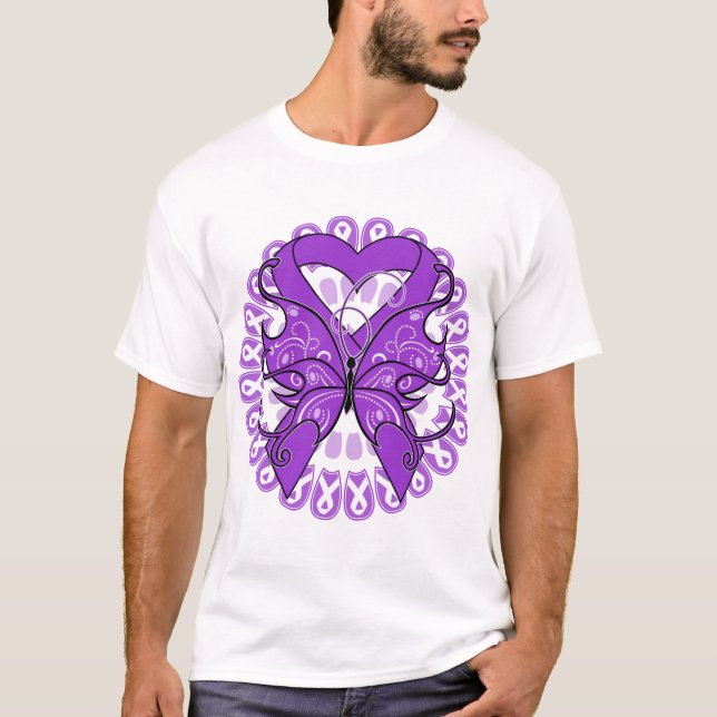 Camiseta Círculo da borboleta do lúpus das fitas (Frente)