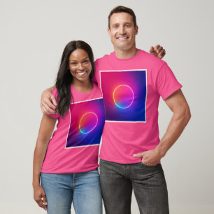 Camiseta Círculo de Brilho Neon Arte Abstrata