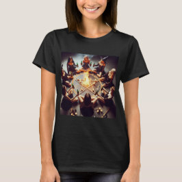 Camiseta Círculo de Brujas: Ritual del Pentáculo en Llamas