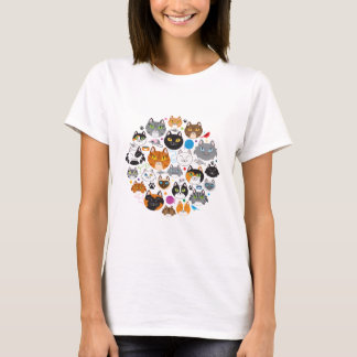 Camiseta Círculo de Camisa-T feminina de gatos