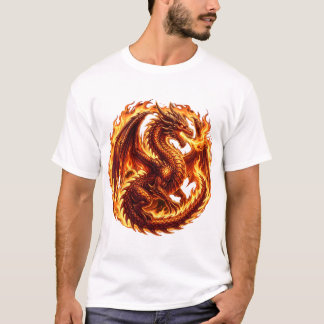 Camiseta Círculo de Chamas de Dragão Respirando Fogo Fantas