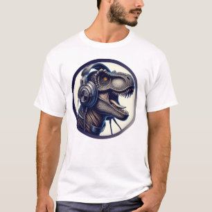 Camiseta Círculo de dentro de auscultadores belo T-Rex que