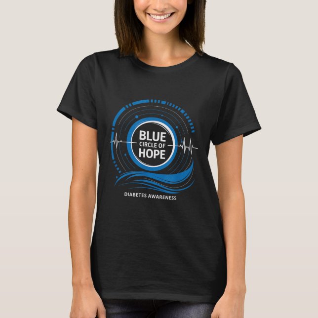 Camiseta Círculo De Esperança Da Consciência Da Diabetes 20 (Frente)
