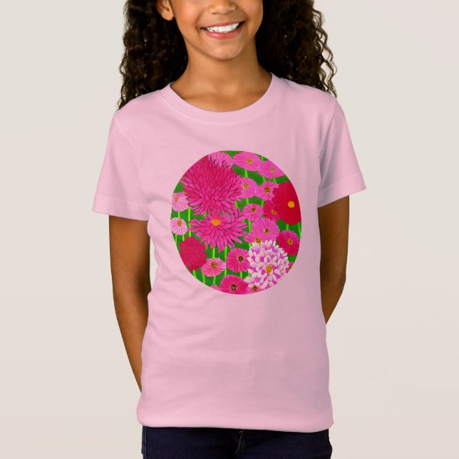 Camiseta Círculo de Flores, Croquítemo Rosa Fuchsia (Frente)