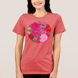 Camiseta Círculo de Flores, Croquítemo Rosa Fuchsia