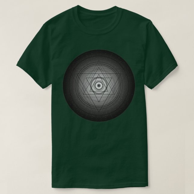 Camiseta Círculo de geometria sagrada, preto e branco, com  (Frente do Design)
