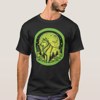 Camiseta círculo de lobo lunar