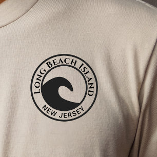 Camiseta Círculo de Onda do Oceano Negro Design Long Beach