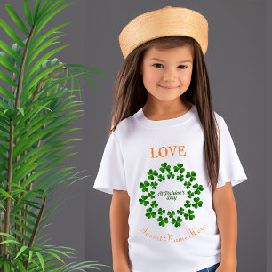 Camiseta Círculo de Shamrock de Dia de São Patrício de Amor