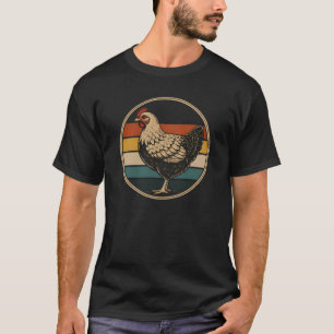 Camiseta Círculo de Silhueta de Frango de Fazenda Vintage R